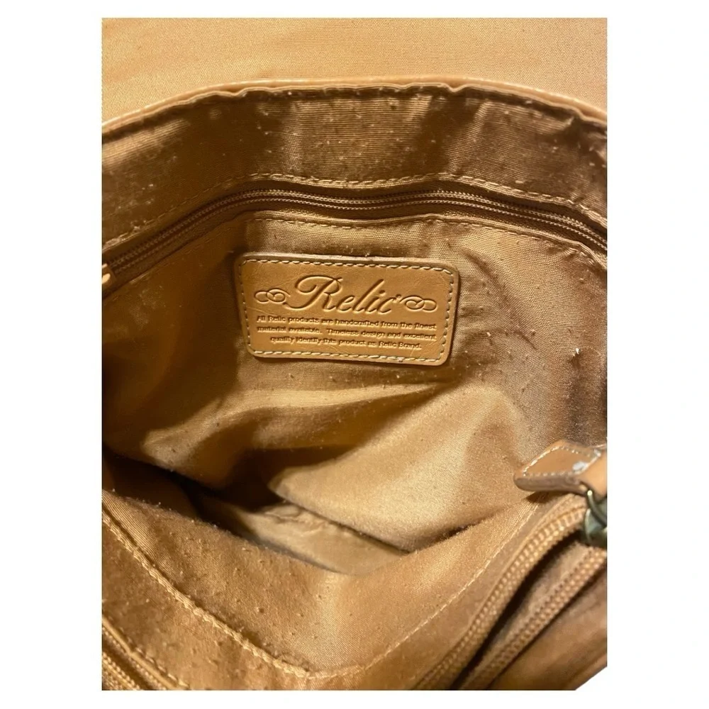 Tan Shoulder Purse Flap Over with Pockets Relic Vintage - Picture 8 of 10